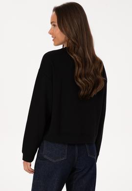 Kadın Siyah Bisiklet Yaka Sweatshirt - 50307792005