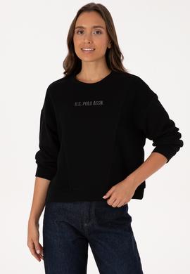 Kadın Siyah Bisiklet Yaka Sweatshirt - 50307792005