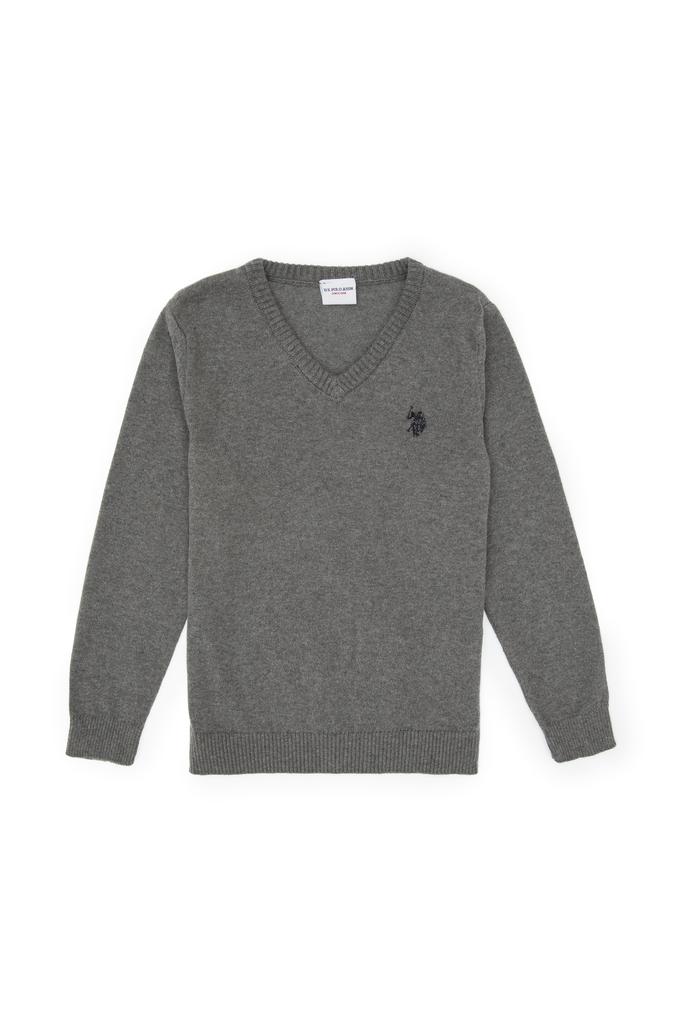 Erkek Çocuk Gri Melanj Basic Kazak