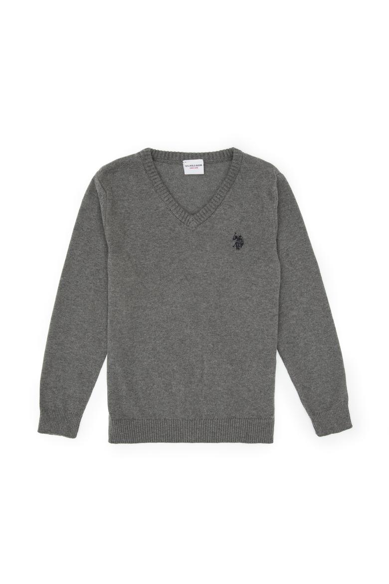 Erkek Çocuk Gri Melanj Basic Kazak