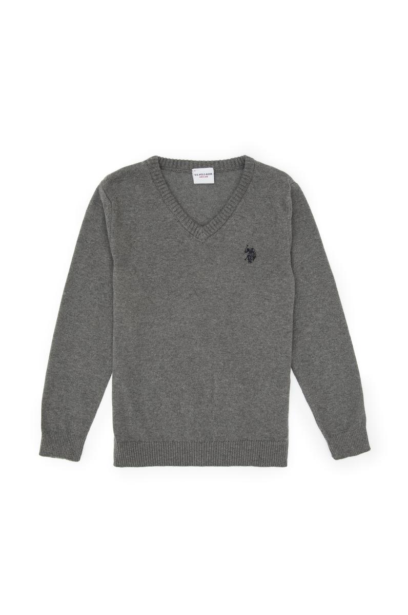 Erkek Çocuk Gri Melanj Basic Kazak