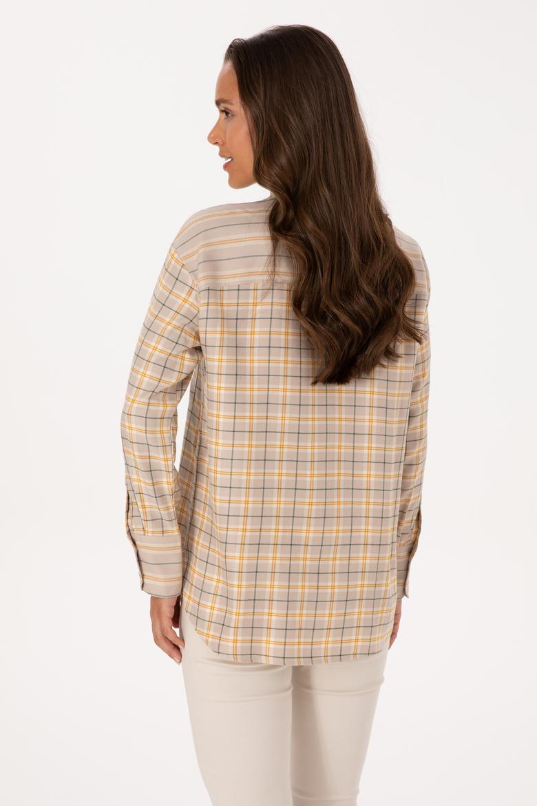 Kadın Taş Uzun Kollu Ekoseli Gömlek - 50316425004