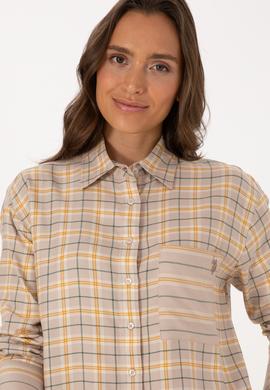 Kadın Taş Uzun Kollu Ekoseli Gömlek - 50316425004