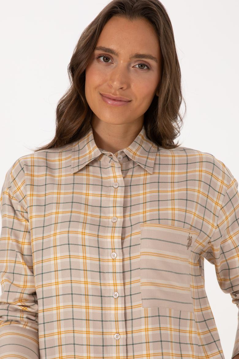 Kadın Taş Uzun Kollu Ekoseli Gömlek - 50316425004