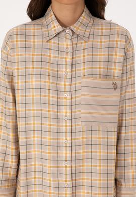 Kadın Taş Uzun Kollu Ekoseli Gömlek - 50316425004