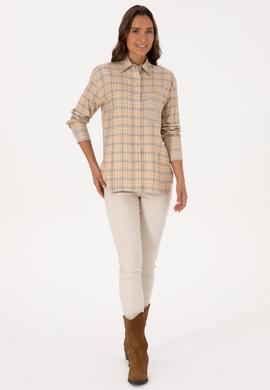 Kadın Taş Uzun Kollu Ekoseli Gömlek - 50316425004
