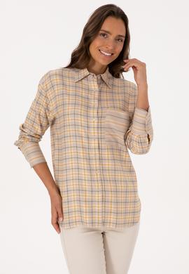 Kadın Taş Uzun Kollu Ekoseli Gömlek - 50316425004