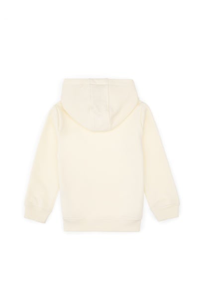 Erkek Çocuk Krem Basic Kapüşonlu Sweatshirt