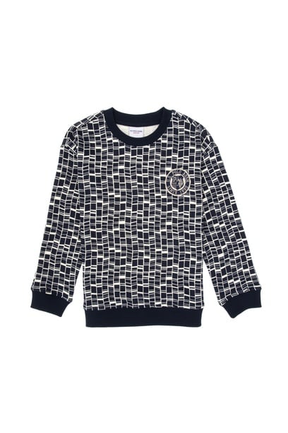 Erkek Çocuk Lacivert Bisiklet Yaka Sweatshirt