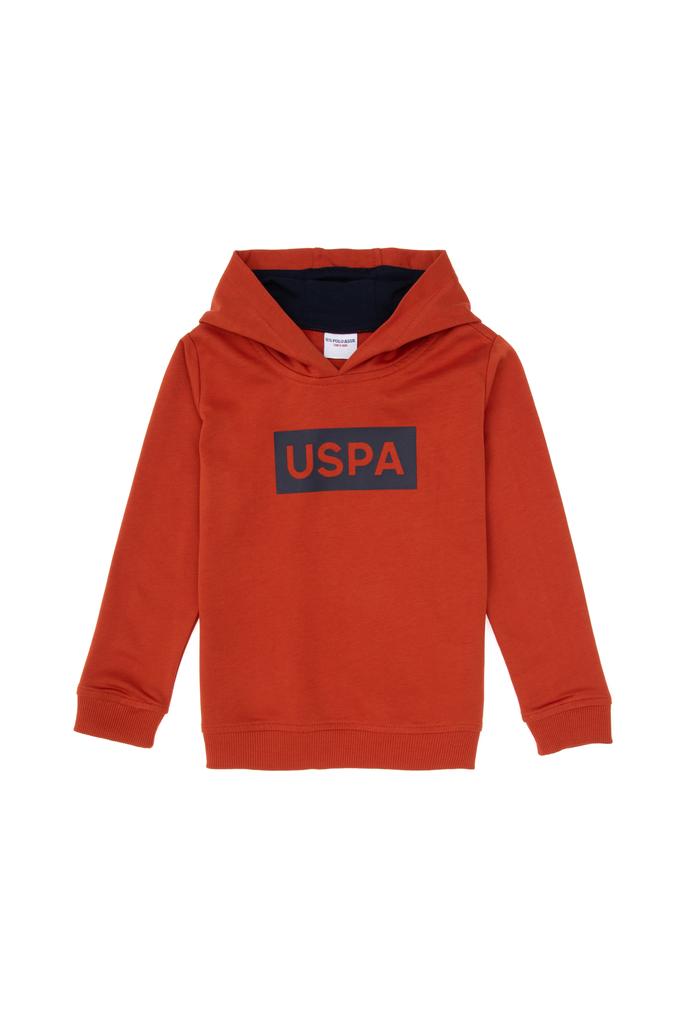 Erkek Çocuk Kiremit Basic Kapüşonlu Sweatshirt