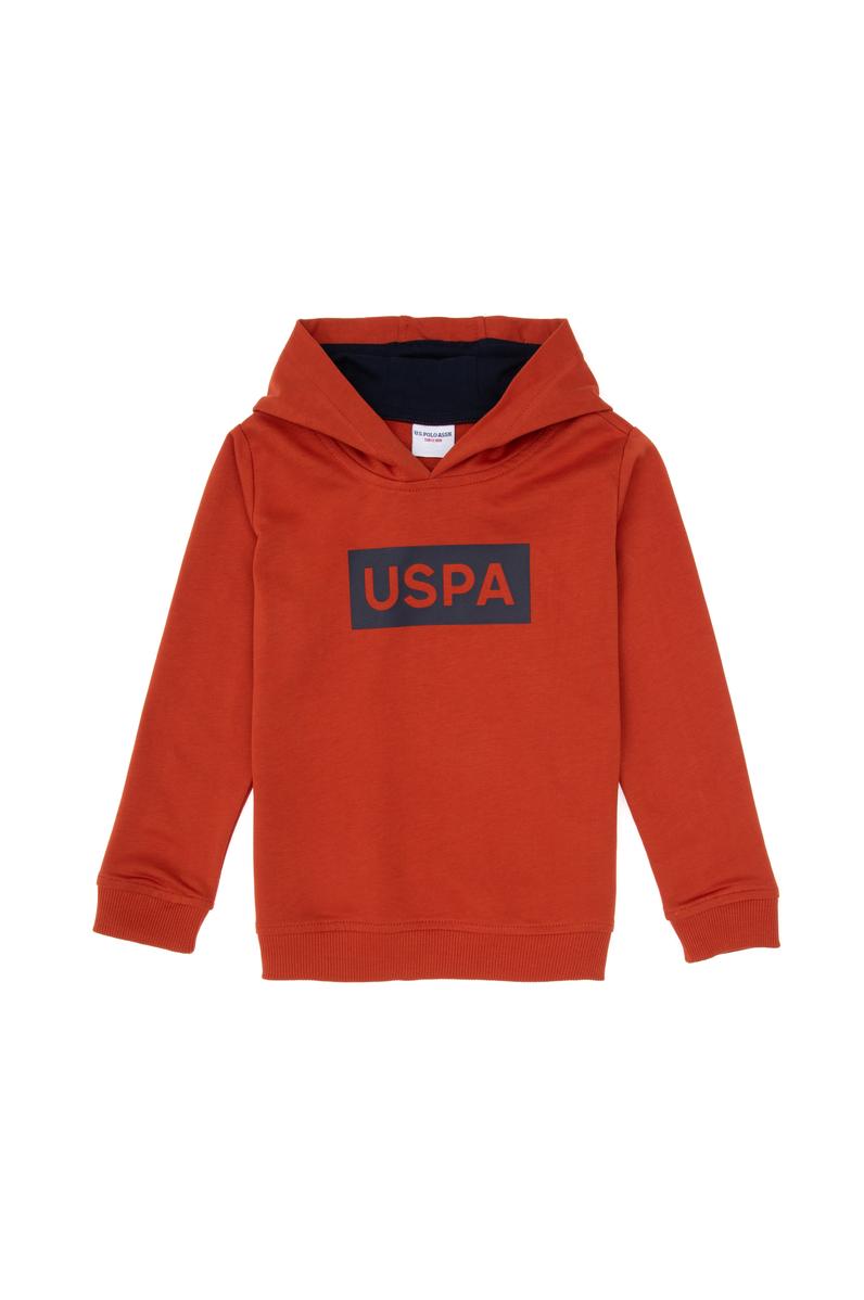 Erkek Çocuk Kiremit Basic Kapüşonlu Sweatshirt