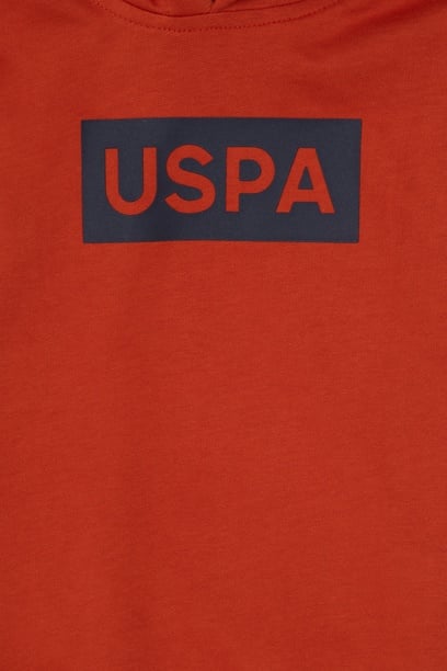 Erkek Çocuk Kiremit Basic Kapüşonlu Sweatshirt