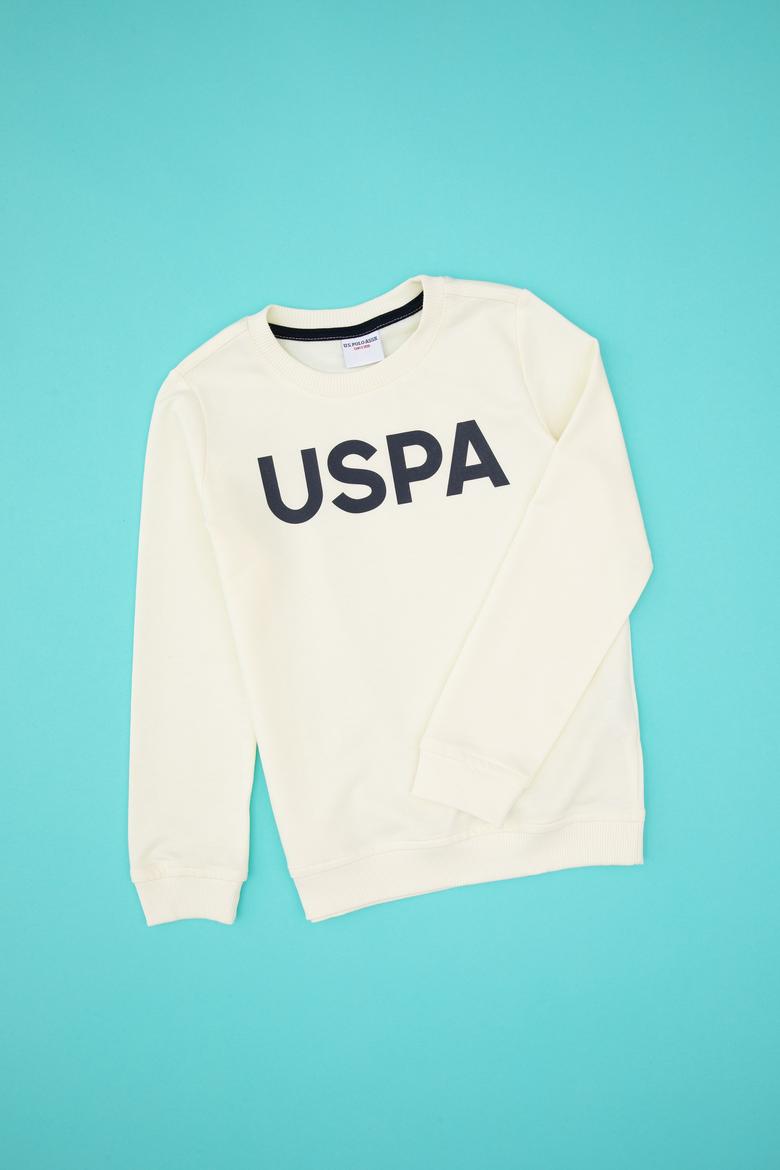 Erkek Çocuk Krem Basic Bisiklet Yaka Sweatshirt