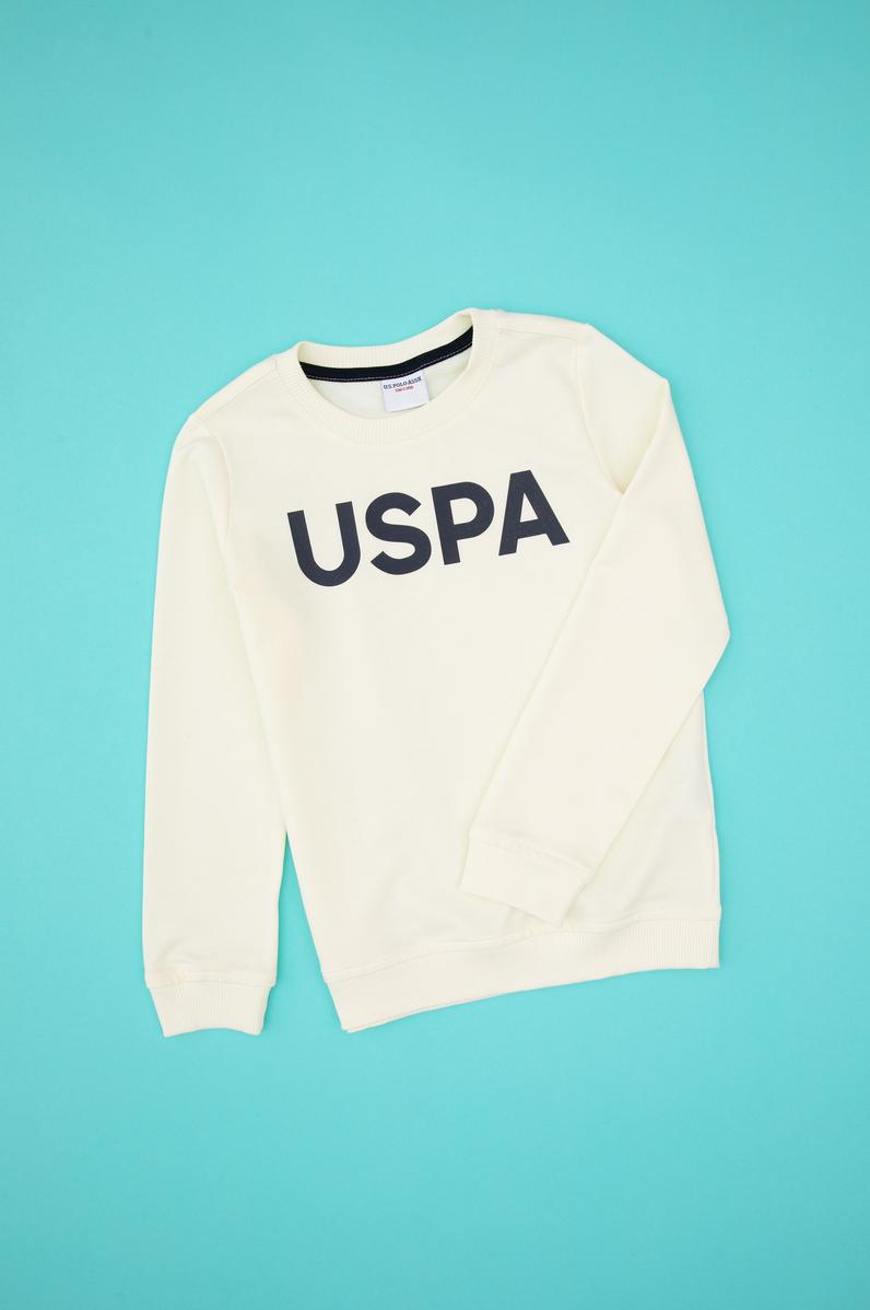 Erkek Çocuk Krem Basic Bisiklet Yaka Sweatshirt