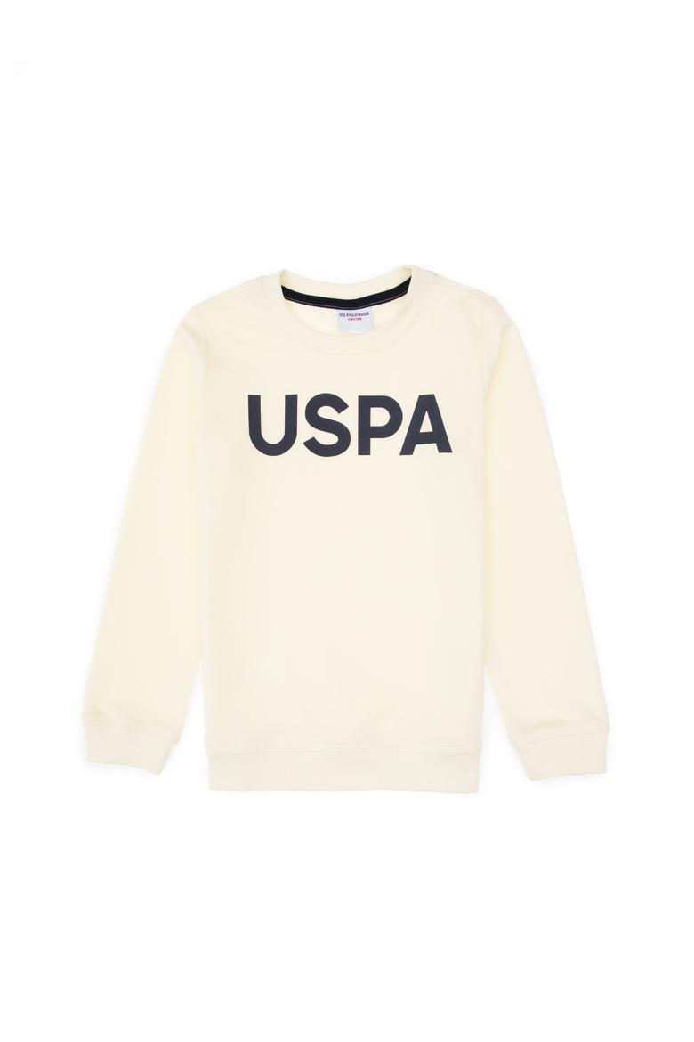 Erkek Çocuk Krem Basic Bisiklet Yaka Sweatshirt - 50307801158