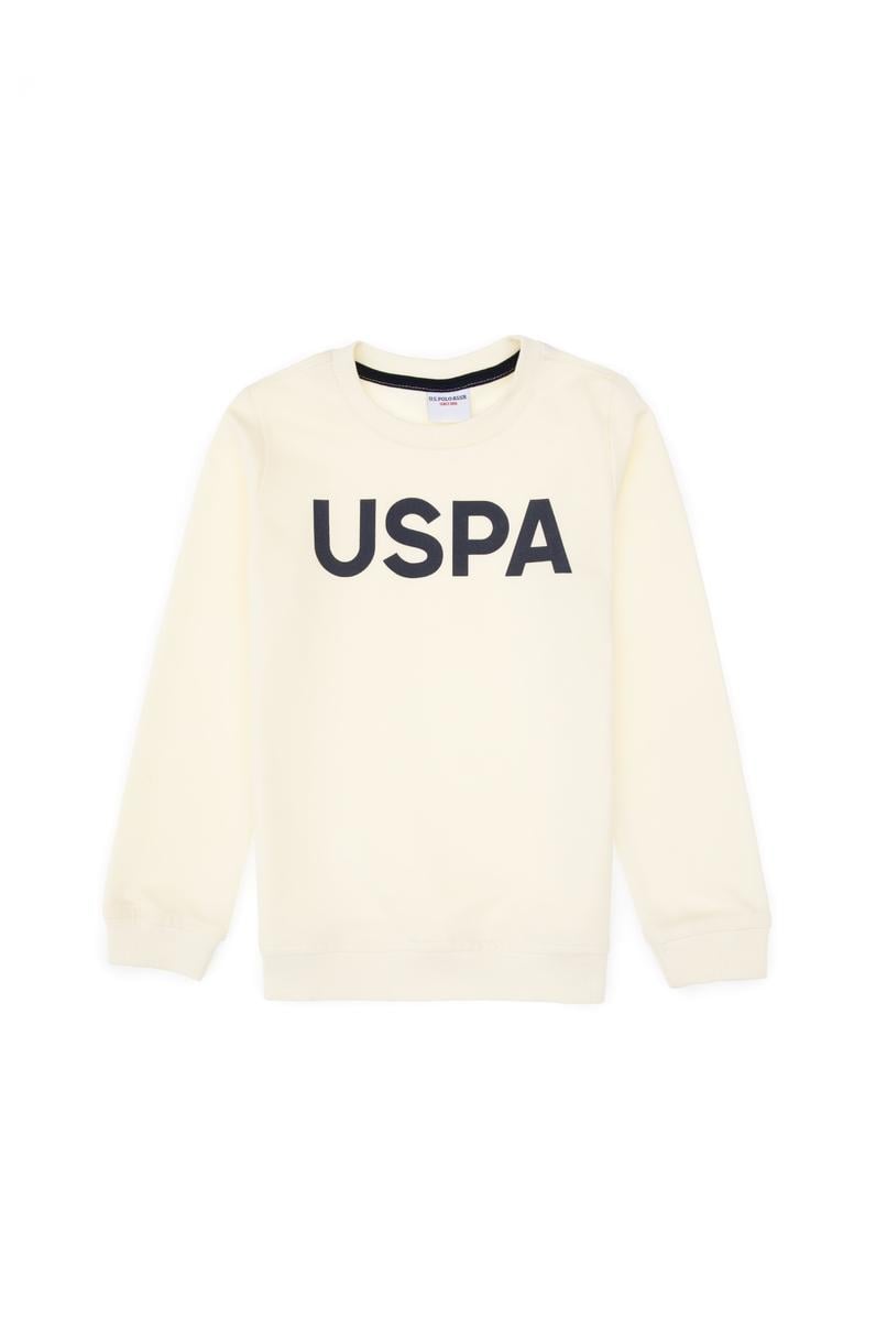 Erkek Çocuk Krem Basic Bisiklet Yaka Sweatshirt