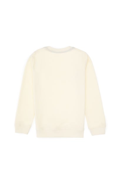 Erkek Çocuk Krem Basic Bisiklet Yaka Sweatshirt