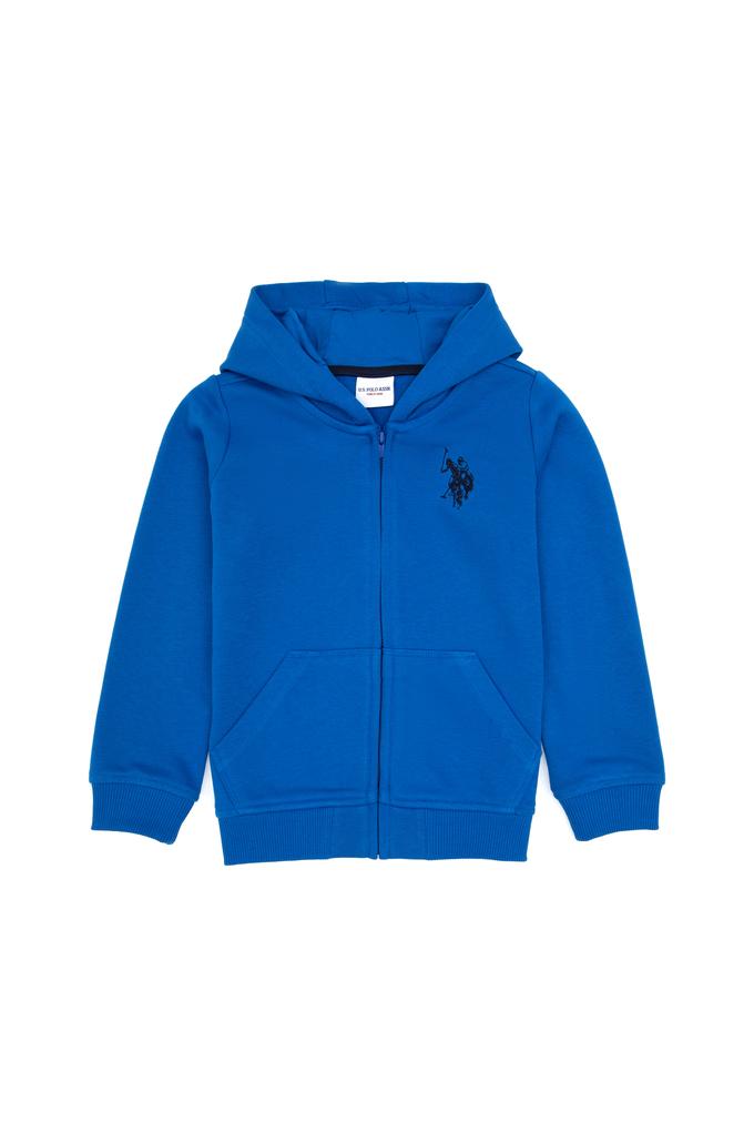 Erkek Çocuk Saks Fermuarlı Kapüşonlu Sweatshirt