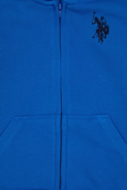 Erkek Çocuk Saks Fermuarlı Kapüşonlu Sweatshirt