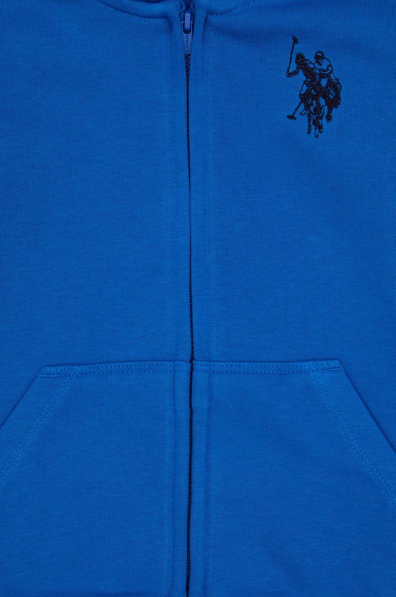 Erkek Çocuk Saks Fermuarlı Kapüşonlu Sweatshirt