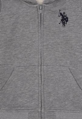 Erkek Çocuk Gri Melanj Fermuarlı Kapüşonlu Sweatshirt - 50316706006