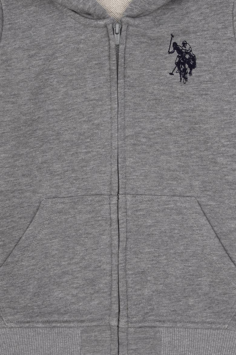 Erkek Çocuk Gri Melanj Fermuarlı Kapüşonlu Sweatshirt - 50316706006