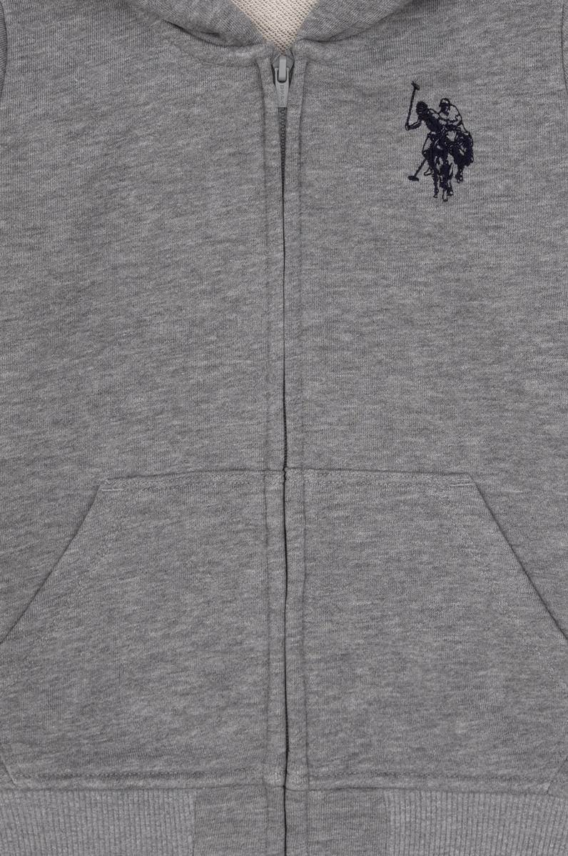 Erkek Çocuk Gri Melanj Fermuarlı Kapüşonlu Sweatshirt