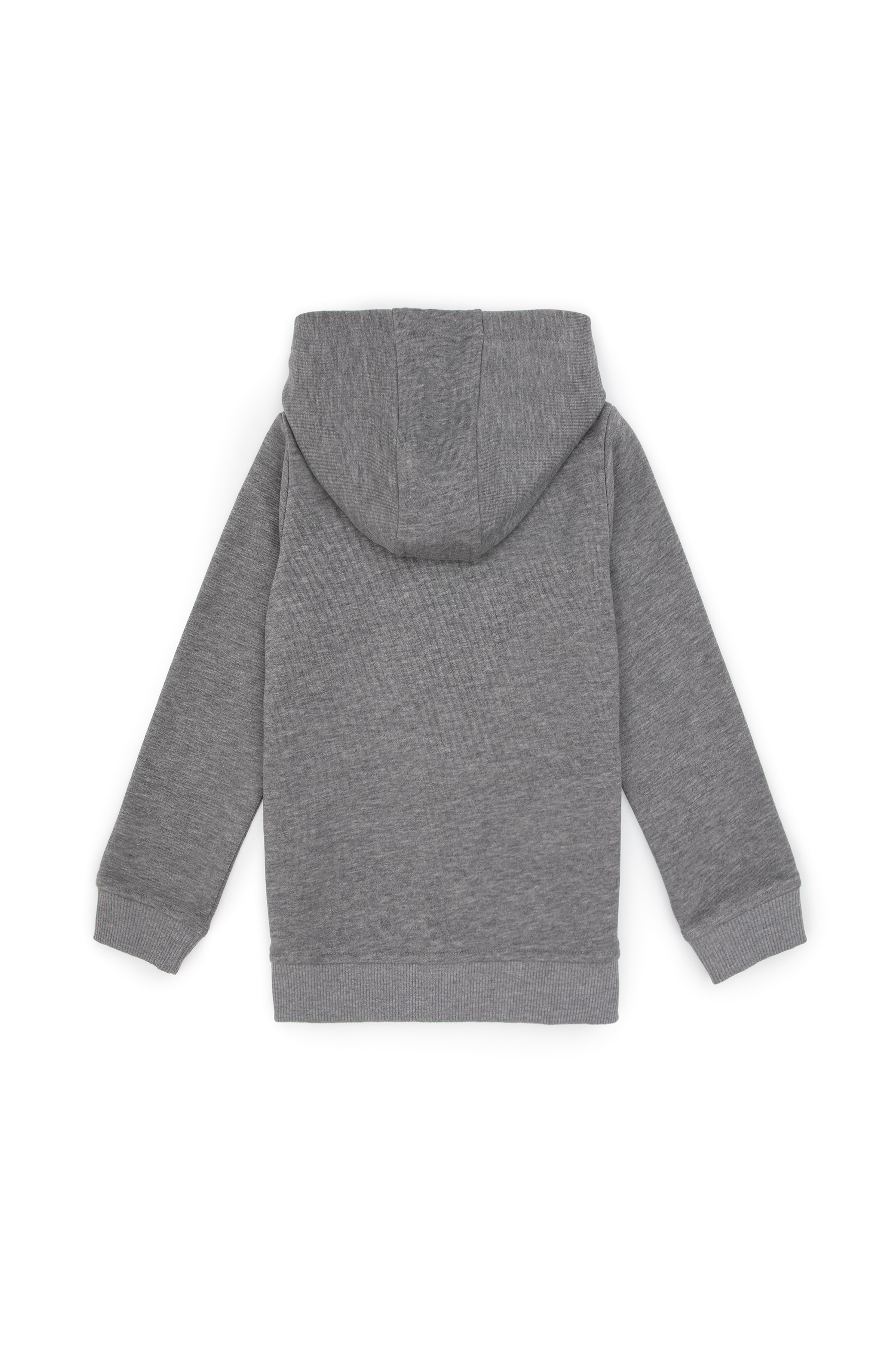 Erkek Çocuk Gri Melanj Fermuarlı Kapüşonlu Sweatshirt