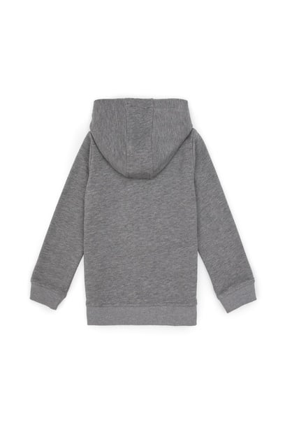 Erkek Çocuk Gri Melanj Fermuarlı Kapüşonlu Sweatshirt