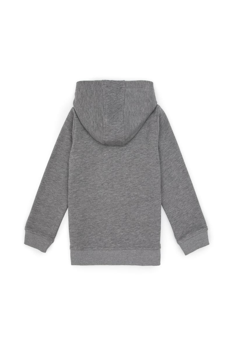 Erkek Çocuk Gri Melanj Fermuarlı Kapüşonlu Sweatshirt