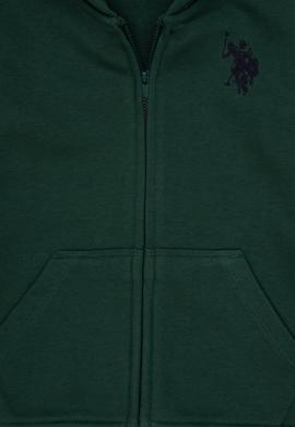 Erkek Çocuk Koyu Yeşil Fermuarlı Kapüşonlu Sweatshirt - 50316706080