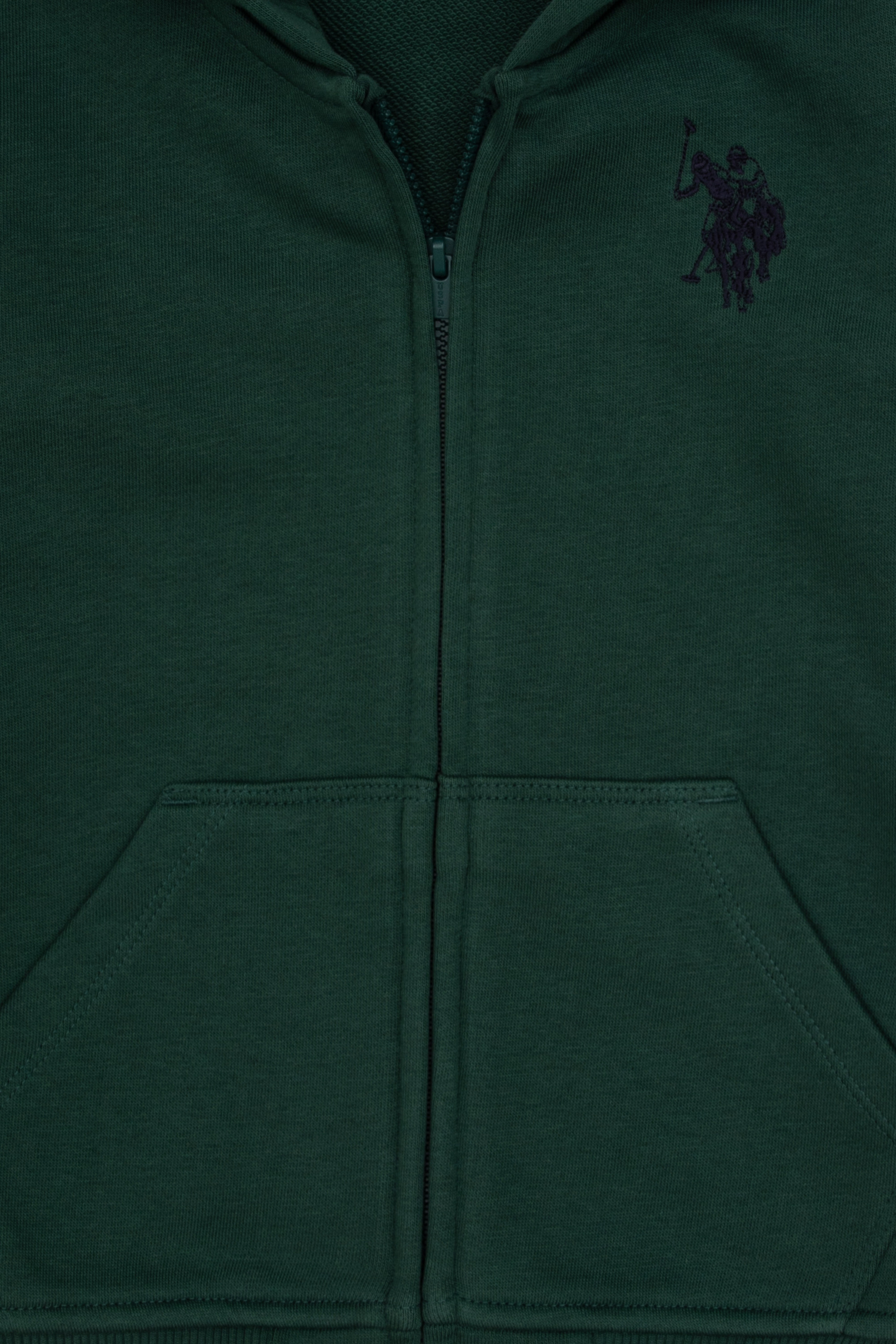 Erkek Çocuk Koyu Yeşil Fermuarlı Kapüşonlu Sweatshirt - Image 3