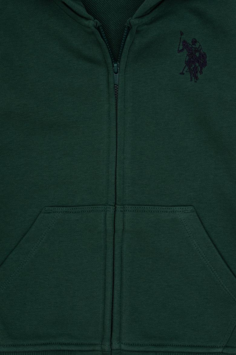 Erkek Çocuk Koyu Yeşil Fermuarlı Kapüşonlu Sweatshirt - 50316706080