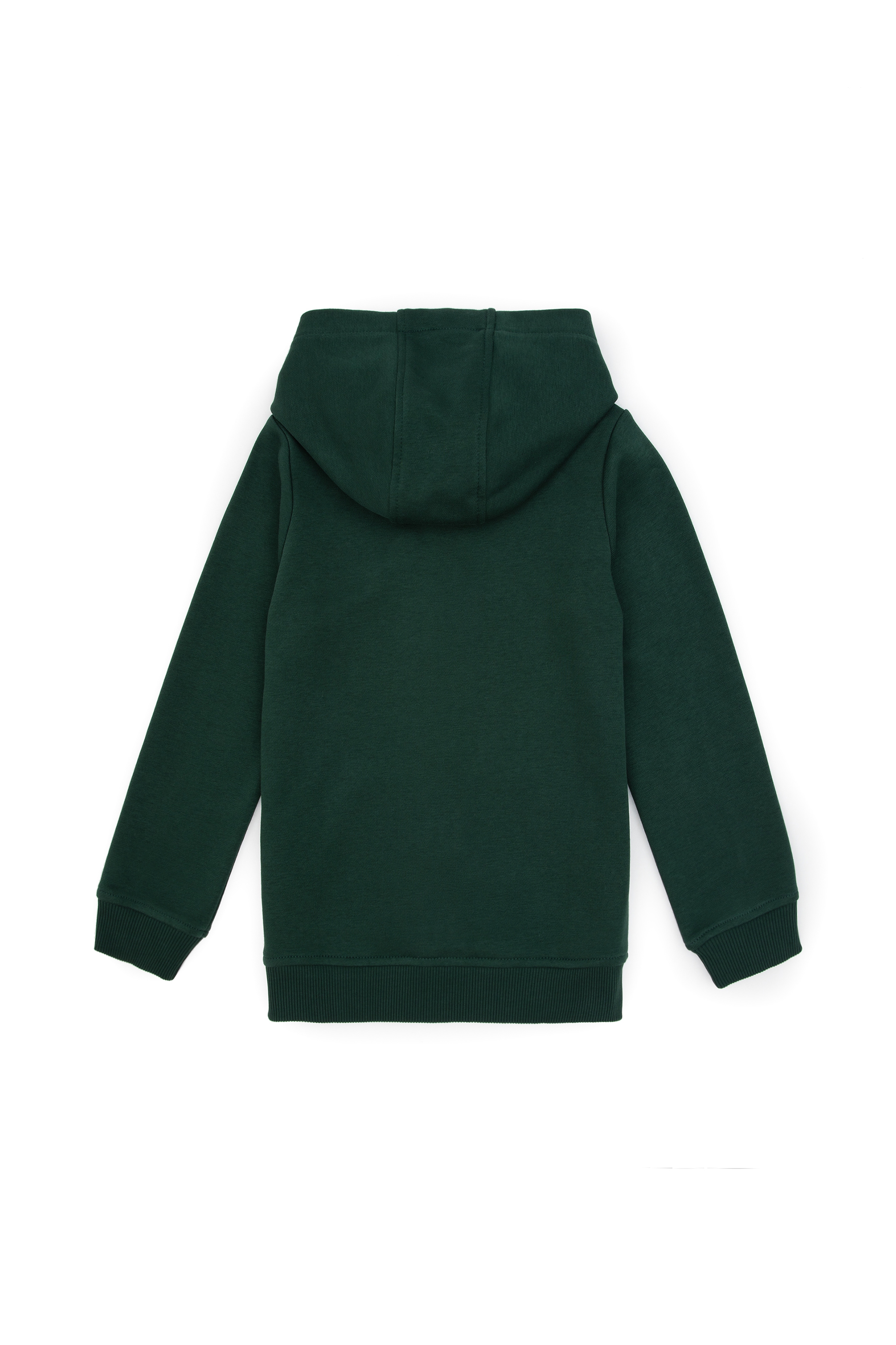 Erkek Çocuk Koyu Yeşil Fermuarlı Kapüşonlu Sweatshirt