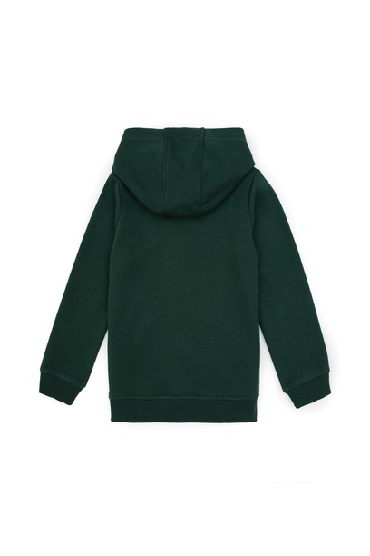 Erkek Çocuk Koyu Yeşil Fermuarlı Kapüşonlu Sweatshirt