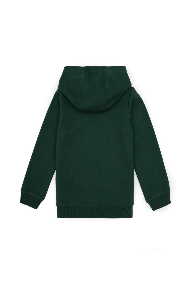 Erkek Çocuk Koyu Yeşil Fermuarlı Kapüşonlu Sweatshirt - 50316706080