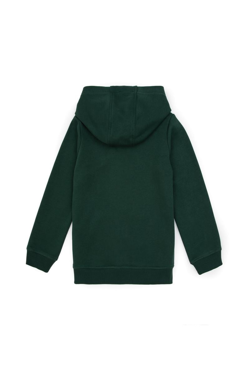 Erkek Çocuk Koyu Yeşil Fermuarlı Kapüşonlu Sweatshirt