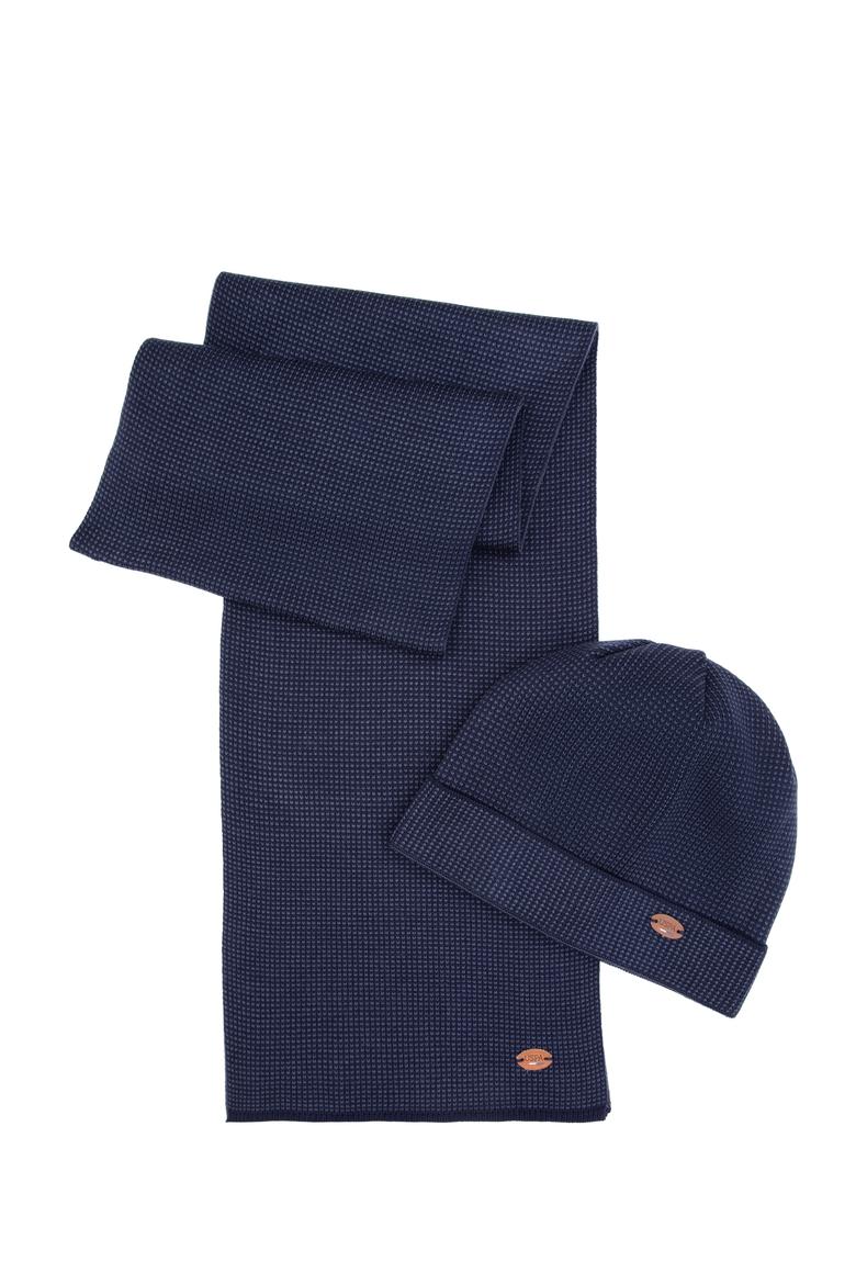 Erkek Lacivert Kaşkol Bere Takım