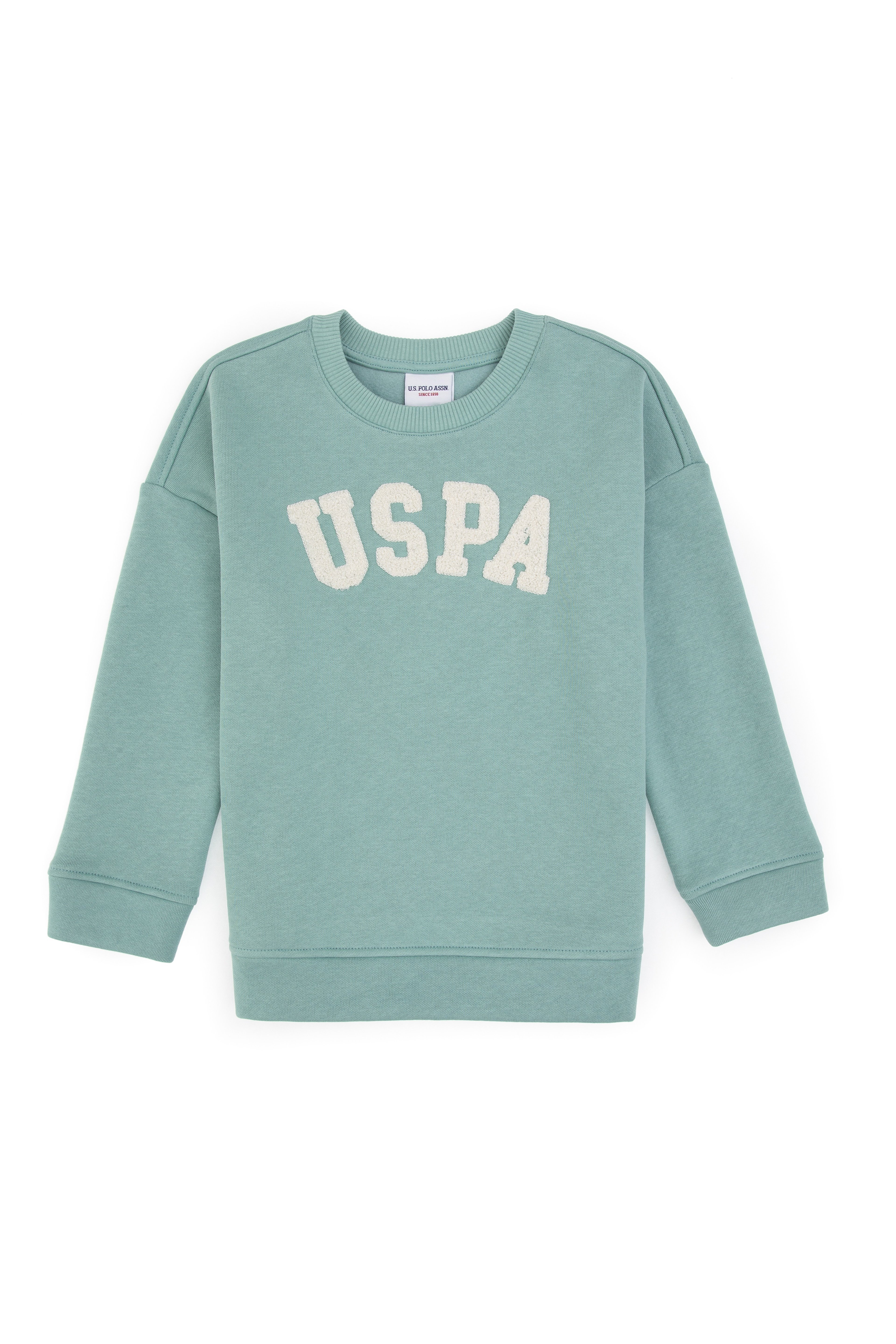 Kız Çocuk Mint Bisiklet Yaka Şardonlu Sweatshirt