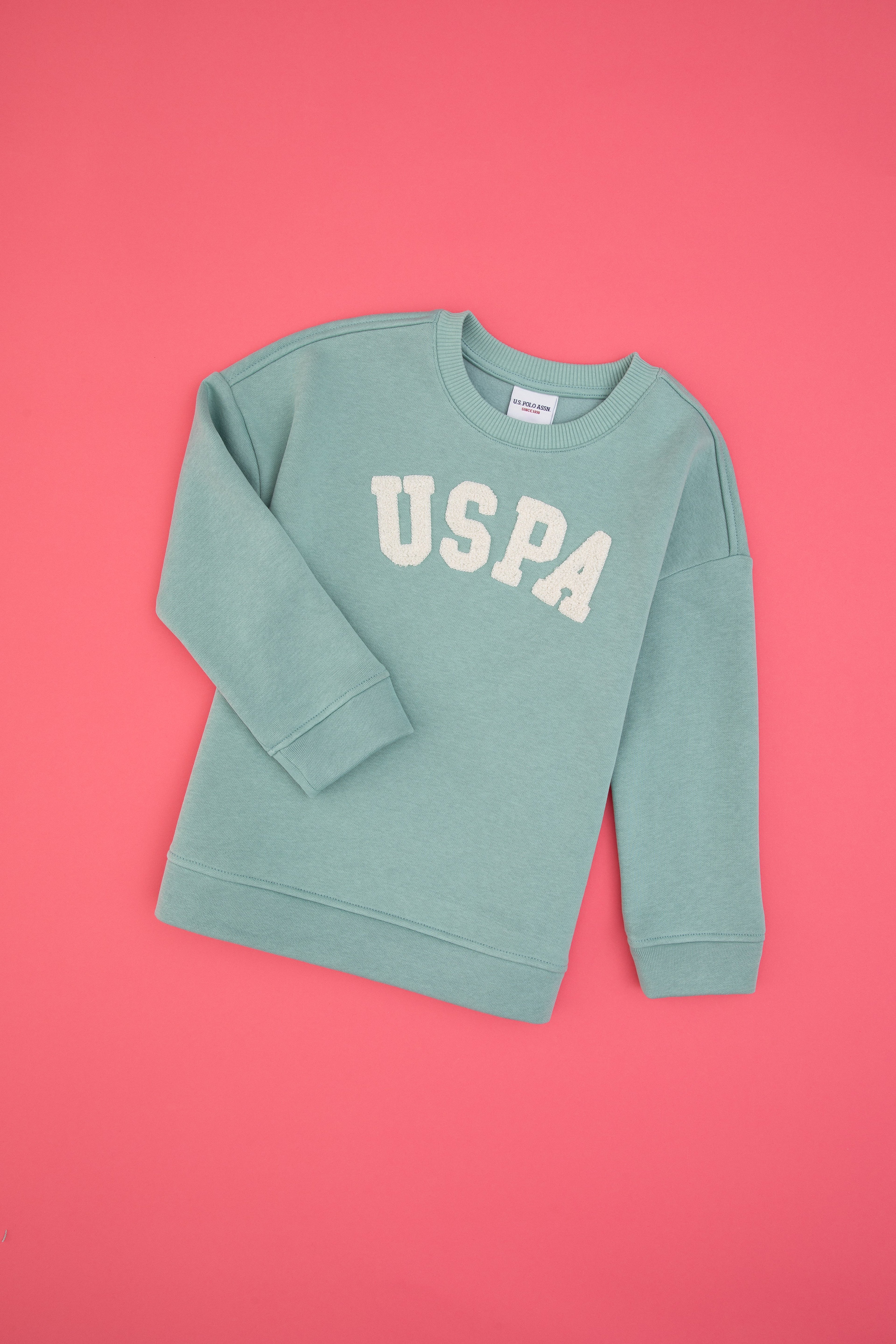 Kız Çocuk Mint Bisiklet Yaka Şardonlu Sweatshirt - Image 3