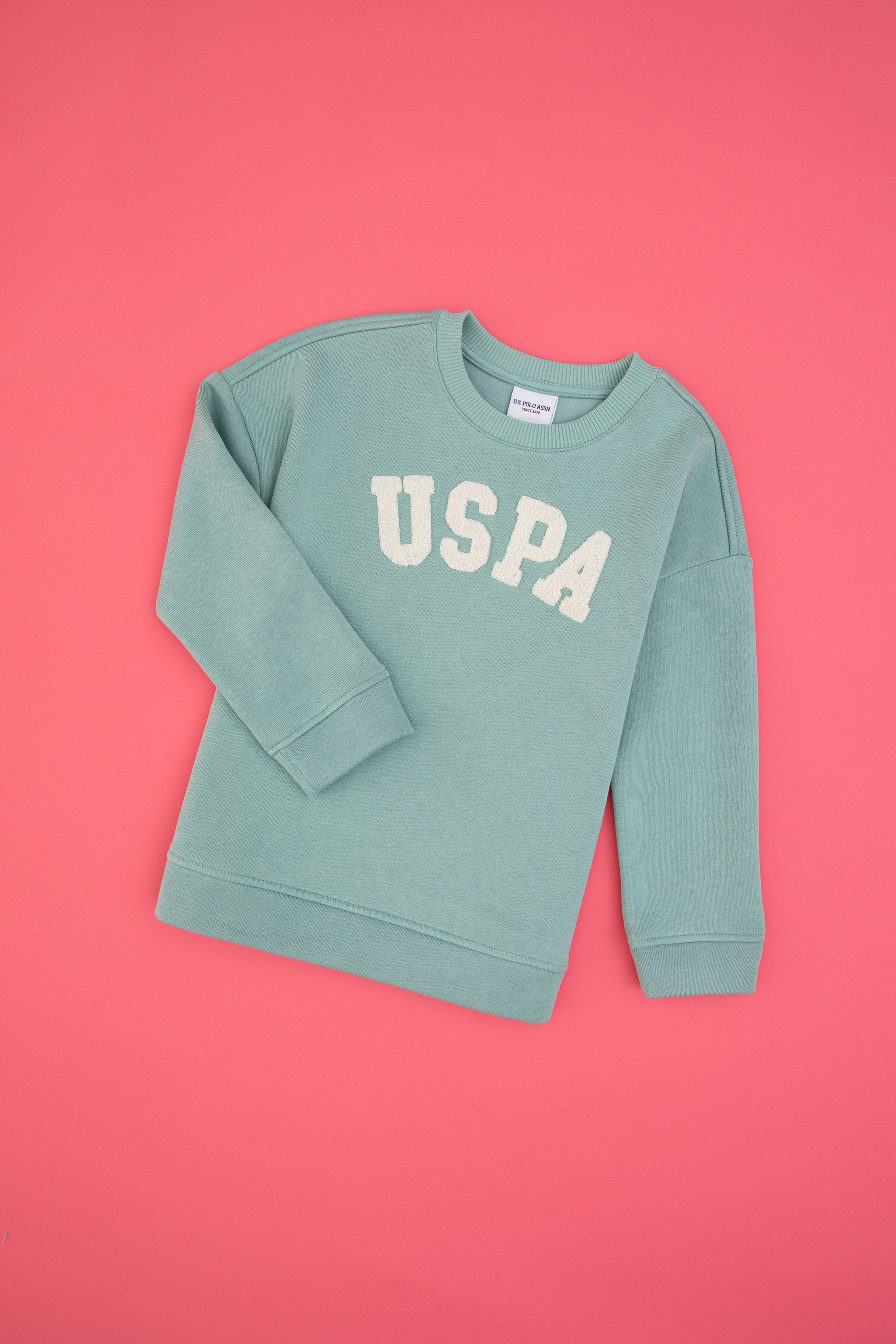 Kız Çocuk Mint Bisiklet Yaka Şardonlu Sweatshirt