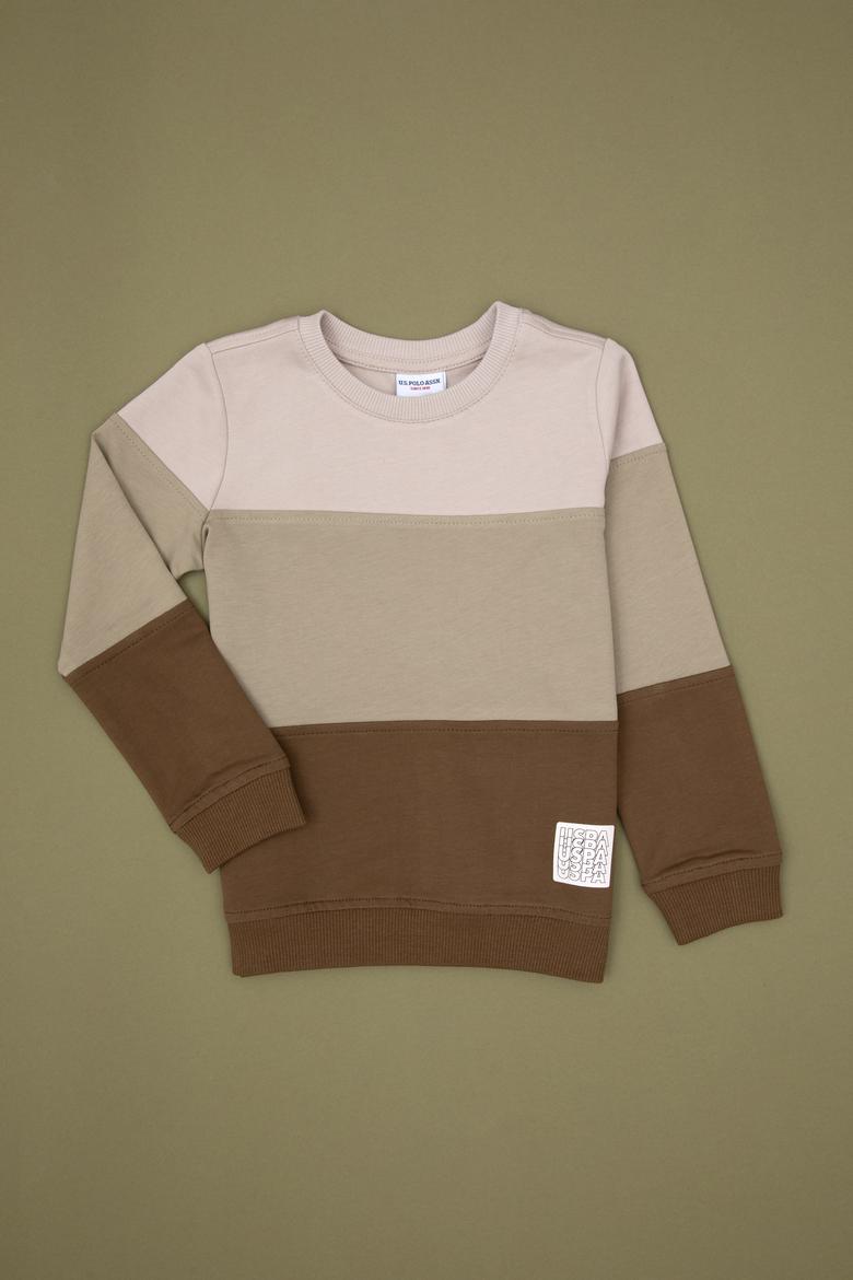 Erkek Çocuk Haki Basic Bisiklet Yaka Sweatshirt