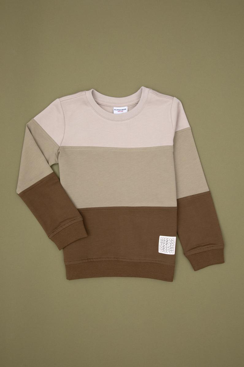 Erkek Çocuk Haki Basic Bisiklet Yaka Sweatshirt