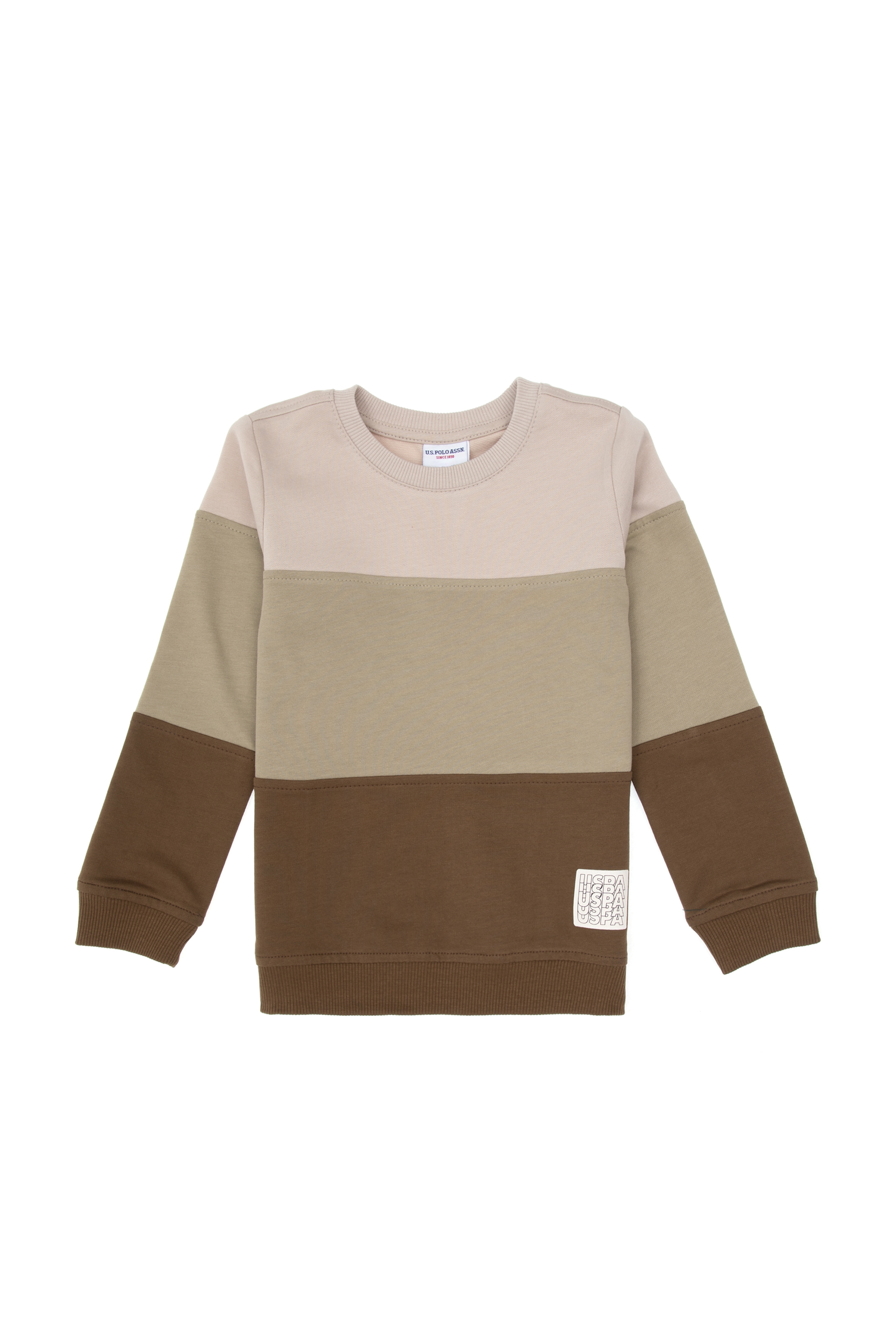Erkek Çocuk Haki Basic Bisiklet Yaka Sweatshirt