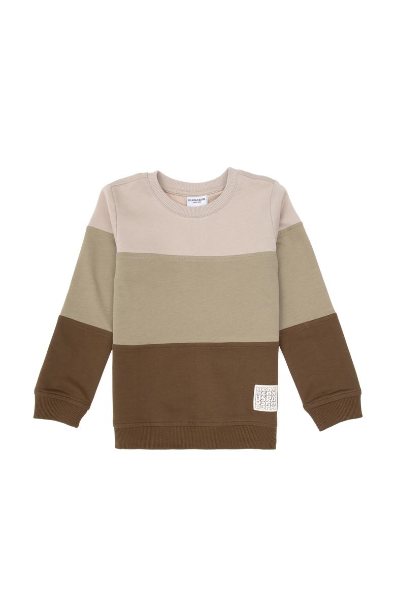 Erkek Çocuk Haki Basic Bisiklet Yaka Sweatshirt - 50313977008