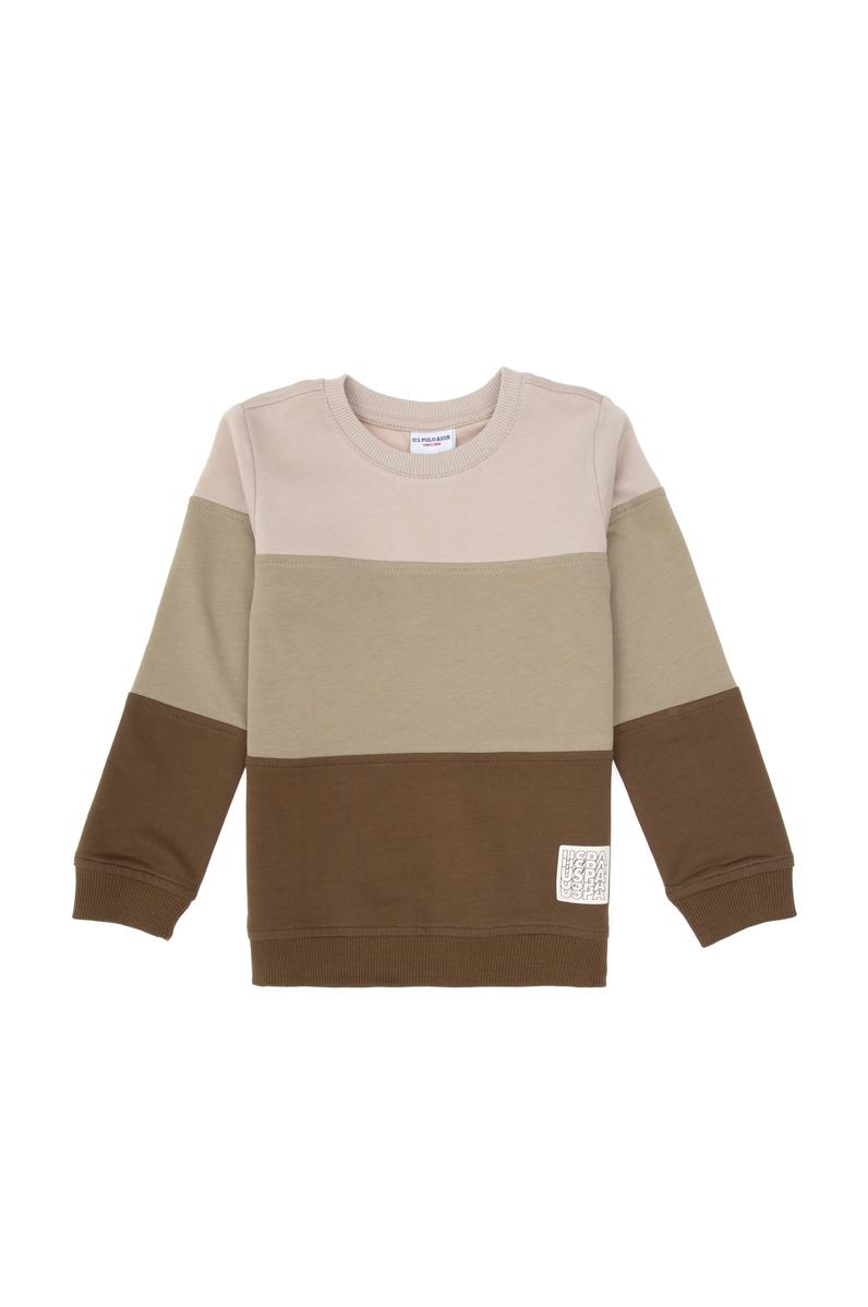 Erkek Çocuk Haki Basic Bisiklet Yaka Sweatshirt