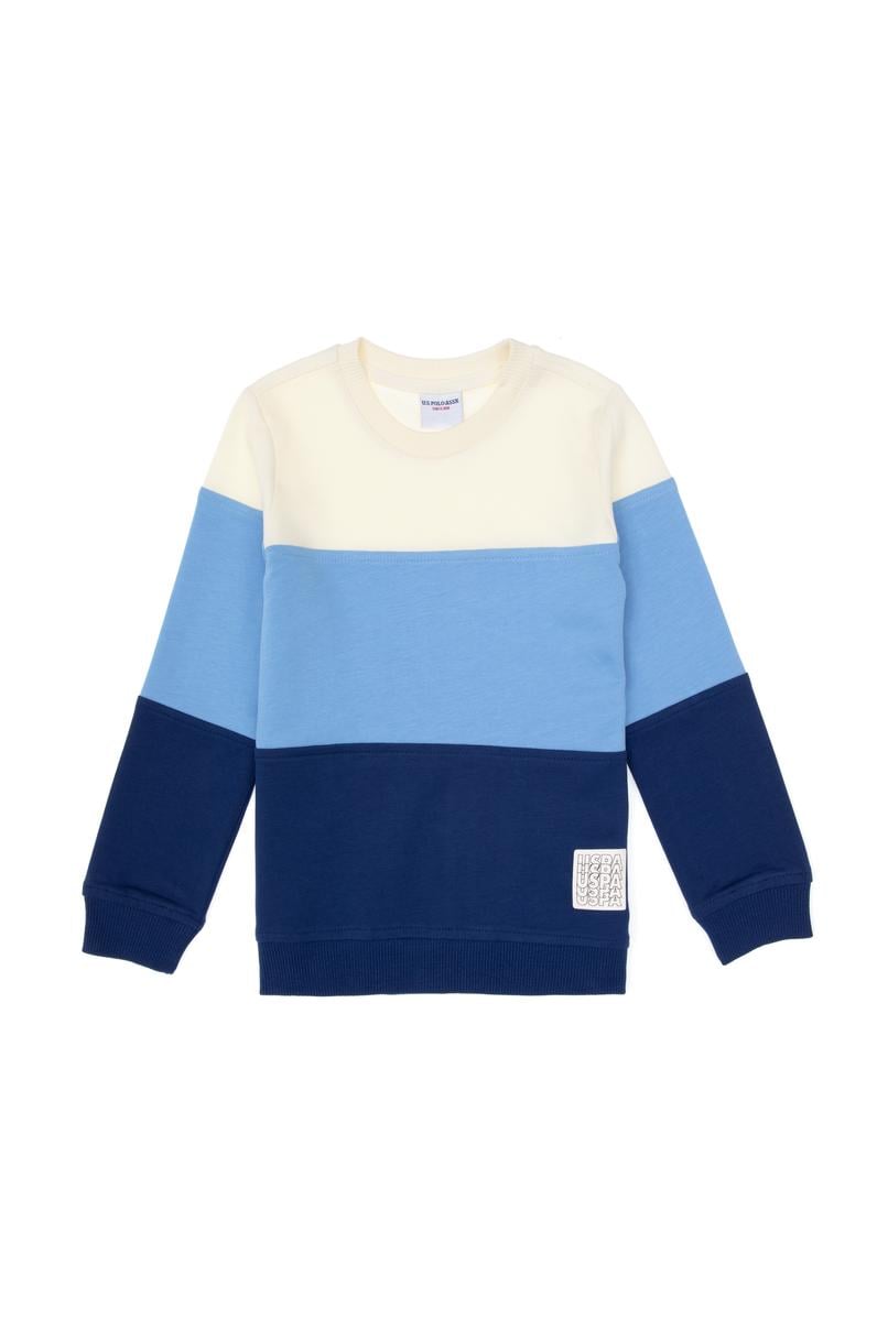 Erkek Çocuk İndigo Basic Bisiklet Yaka Sweatshirt