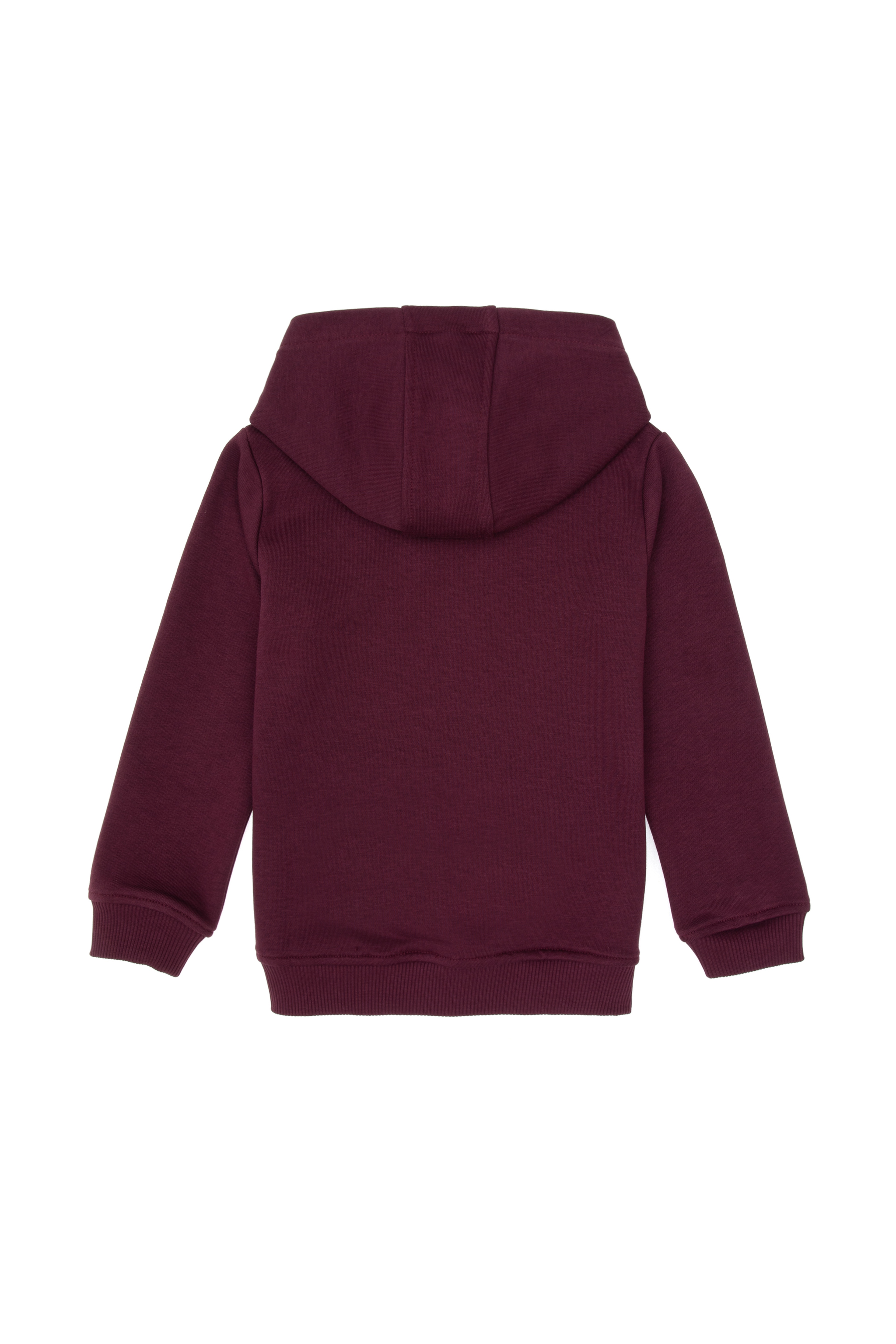 Erkek Çocuk Bordo Basic Kapüşonlu Sweatshirt - Image 2