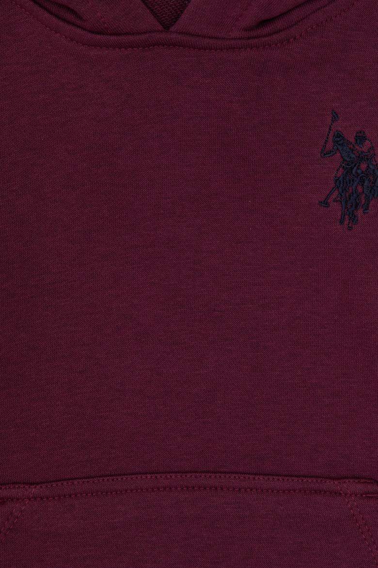 Erkek Çocuk Bordo Basic Kapüşonlu Sweatshirt - 50313980075