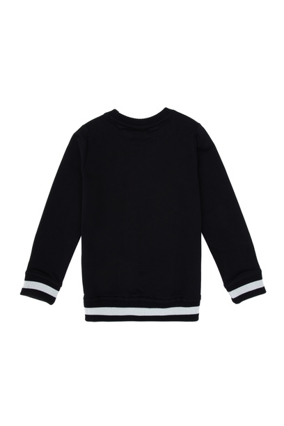 Erkek Çocuk Siyah Basic Bisiklet Yaka Sweatshirt